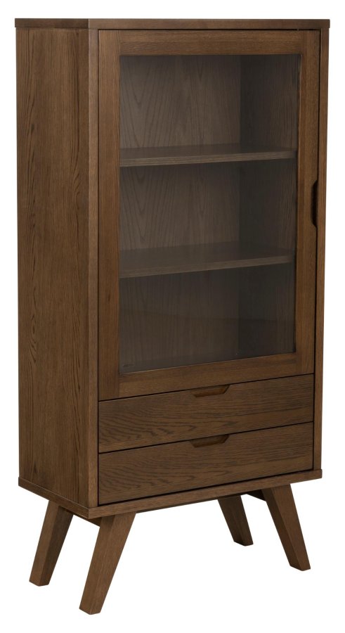 ACT NORDIC A-Line vitrineskab, m. 1 glaslge, 2 hylder og 2 skuffer - rgfarvet egefiner