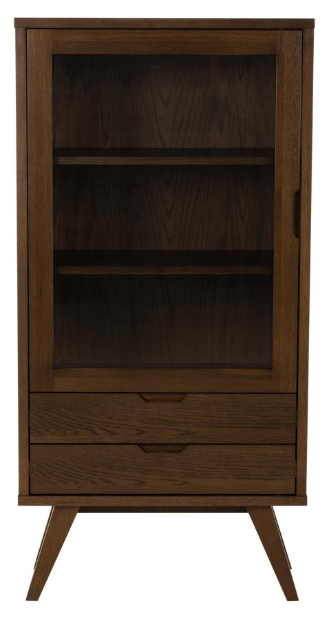 ACT NORDIC A-Line vitrineskab, m. 1 glaslge, 2 hylder og 2 skuffer - rgfarvet egefiner