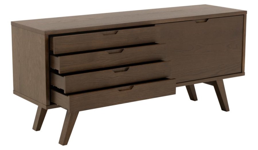 ACT NORDIC A-Line sknk, m. 1 skydelge, 1 hylde og 4 skuffer - rgfarvet egefinr