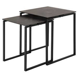 ACT NORDIC Katrine satsbord - svart Fairbanks grov keramik och mattsvart stl (50x50) (set om 2)