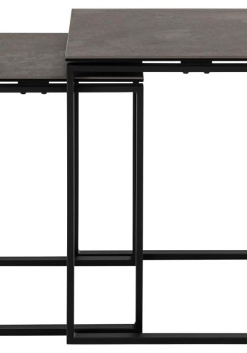 ACT NORDIC Katrine Satztische – schwarze Fairbanks-Keramik und mattschwarzer Stahl (50 x 50) (2er-Set)