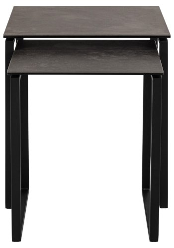 ACT NORDIC Katrine Satztische – schwarze Fairbanks-Keramik und mattschwarzer Stahl (50 x 50) (2er-Set)