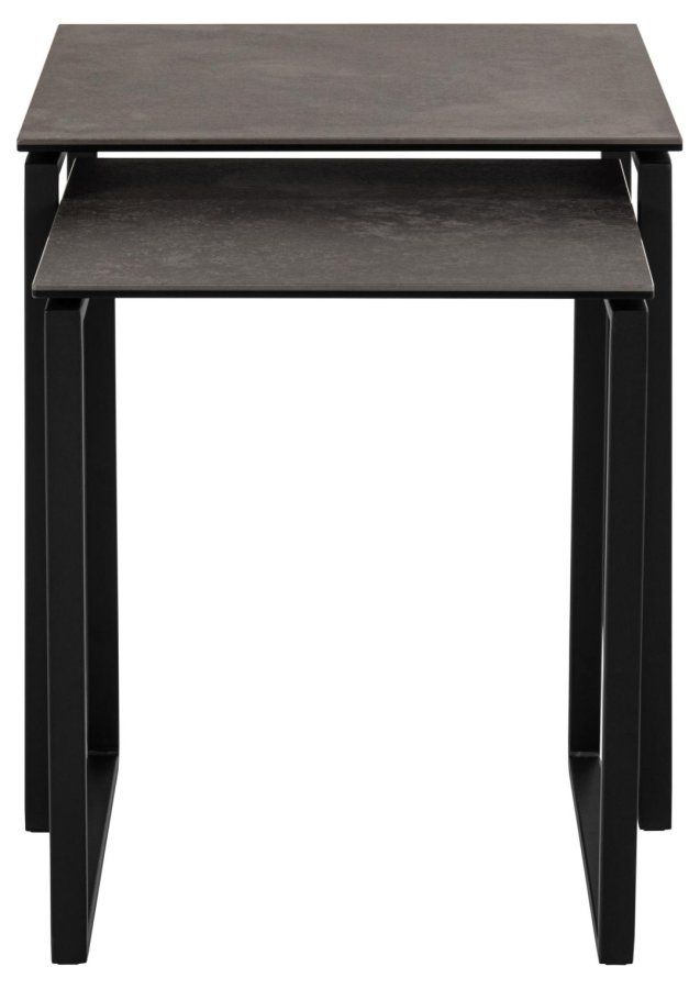 ACT NORDIC Katrine Satztische – schwarze Fairbanks-Keramik und mattschwarzer Stahl (50 x 50) (2er-Set)