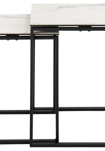 ACT NORDIC Katrine Satztische - weiße Akranes-Keramik und mattschwarzer Stahl (50x50) (2er-Set)