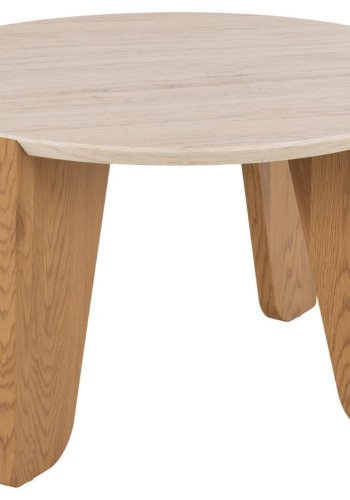 ACT NORDIC Dockland Couchtisch, rund – Travertin-Raupapier und mattes Wildeichen-Raupapier (80)