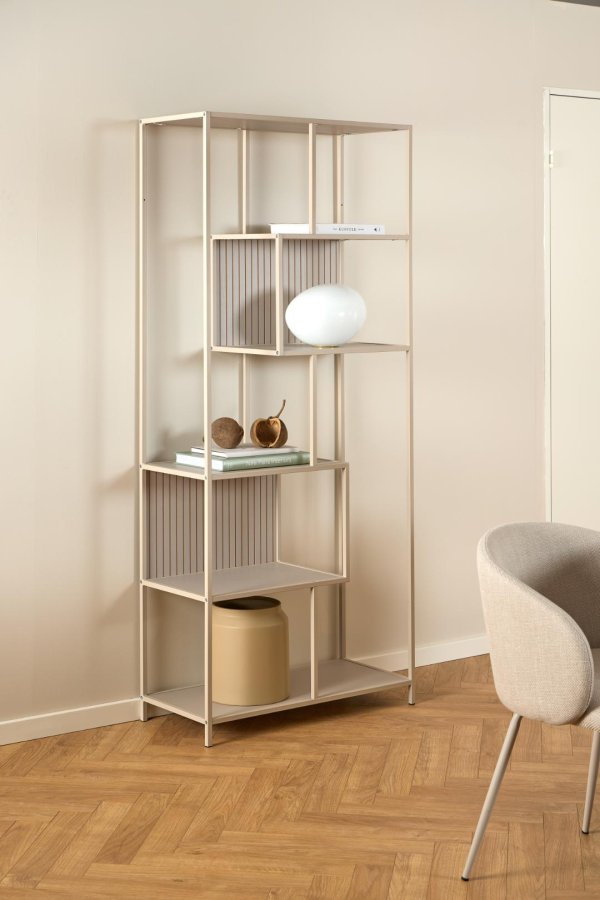 ACT NORDIC Seaford reol, m. 5 hylder - gr ru melamin og gr ru stl (77x35x185)