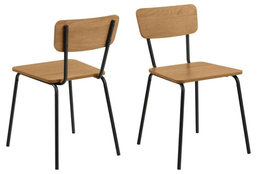 ACT NORDIC Peru Esszimmerstuhl – mattes Wildeichen-Melamin und mattschwarzer Rohstahl