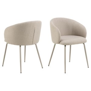 ACT NORDIC Eleanor spisebordsstol, m. armln - beige stof og gr stl