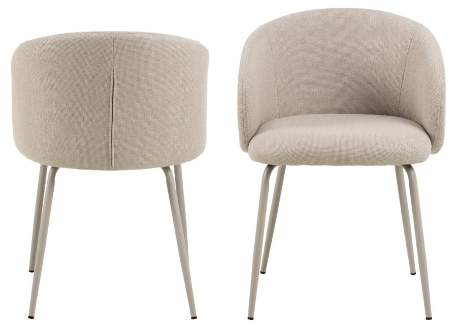 ACT NORDIC Eleanor Esszimmerstuhl, mit Armlehnen – beiger Stoff und grauer Stahl