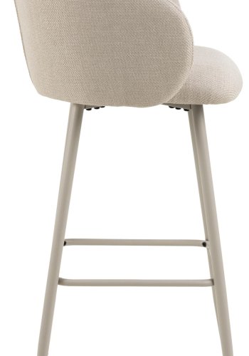 ACT NORDIC Eleanor Barhocker, mit Rückenlehne, Armlehnen und Fußstütze – beiger Stoff und grauer Stahl