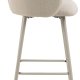 ACT NORDIC Eleanor Barhocker, mit Rückenlehne, Armlehnen und Fußstütze – beiger Stoff und grauer Stahl