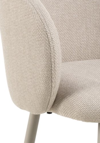 ACT NORDIC Eleanor Barhocker, mit Rückenlehne, Armlehnen und Fußstütze – beiger Stoff und grauer Stahl