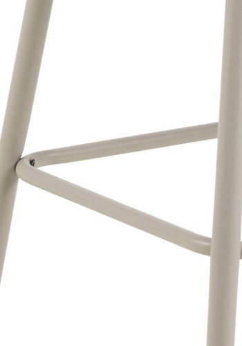 ACT NORDIC Eleanor Barhocker, mit Rückenlehne, Armlehnen und Fußstütze – beiger Stoff und grauer Stahl