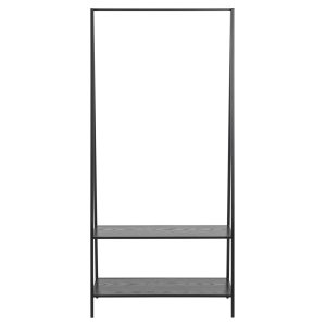 ACT NORDIC Seaford garderobsställ, med galgstng och 2 hyllplan - svart ask grov melamin och svart stl