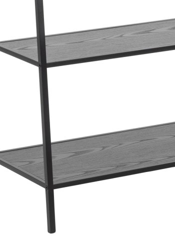 ACT NORDIC Seaford Garderobenständer mit Kleiderstange und 2 Regalen – Melamin aus schwarzer Esche und schwarzem Stahl