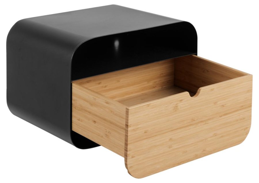 ACT NORDIC Joliet Wand-Nachttisch, m. 1 Fach und 1 Schublade - Bambus und schwarzer Stahl (35x25)