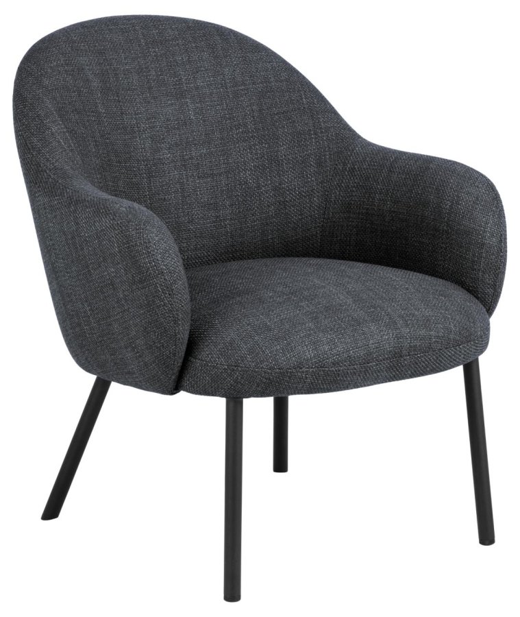 ACT NORDIC Spencer Loungesessel, mit Armlehnen – dunkelgrauer Stoff und schwarzer Stahl