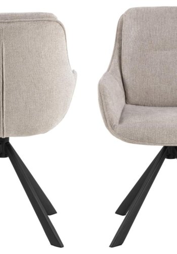 ACT NORDIC Carrie spisestuestol, med armlener og svingfunksjon - sand stoff og svart stl