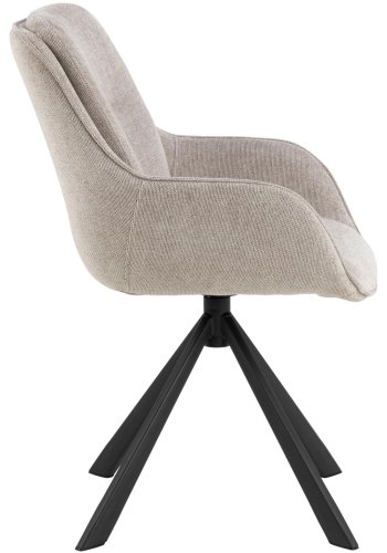 ACT NORDIC Carrie spisestuestol, med armlener og svingfunksjon - sand stoff og svart stl