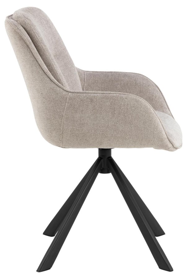 ACT NORDIC Carrie spisestuestol, med armlener og svingfunksjon - sand stoff og svart stl