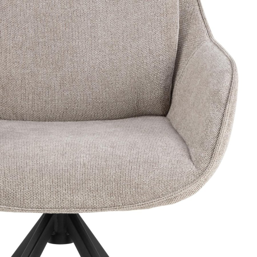 ACT NORDIC Carrie spisestuestol, med armlener og svingfunksjon - sand stoff og svart stl