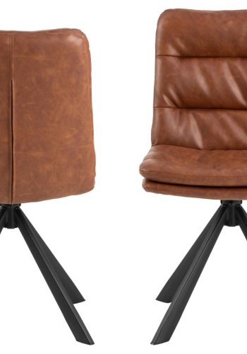 ACT NORDIC Dean spisestuestol, med svingfunksjon og sm - konjakk retro PU og svart stl