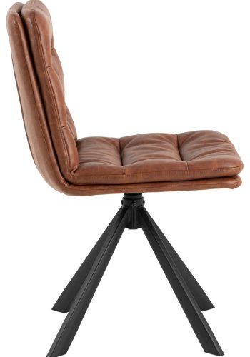 ACT NORDIC Dean spisestuestol, med svingfunksjon og sm - konjakk retro PU og svart stl