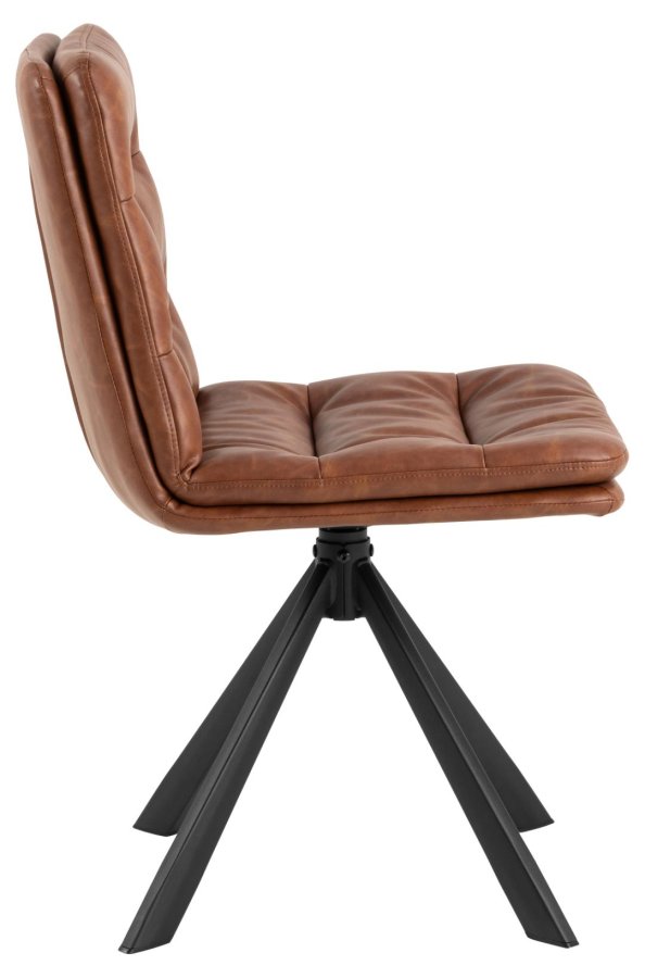 ACT NORDIC Dean spisestuestol, med svingfunksjon og sm - konjakk retro PU og svart stl