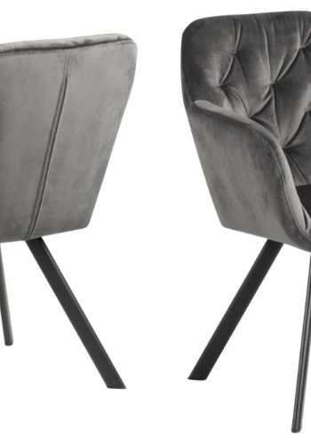 ACT NORDIC Lola  Esszimmerstuhl mit Armlehnen und Drehgelenk – dunkelgrauer Stoff und schwarzer Stahl