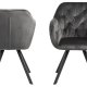 ACT NORDIC Lola  Esszimmerstuhl mit Armlehnen und Drehgelenk – dunkelgrauer Stoff und schwarzer Stahl