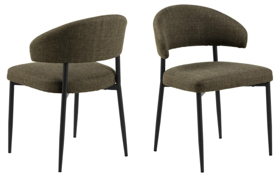 ACT NORDIC Edina Esszimmerstuhl - grner Stoff und schwarzer Stahl