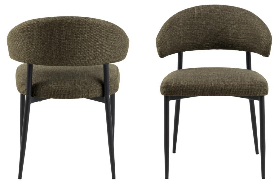 ACT NORDIC Edina Esszimmerstuhl - grner Stoff und schwarzer Stahl