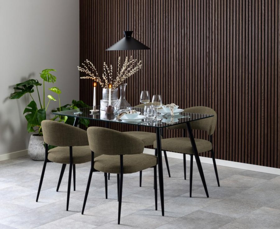 ACT NORDIC Edina Esszimmerstuhl - grner Stoff und schwarzer Stahl