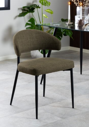 ACT NORDIC Edina Esszimmerstuhl - grner Stoff und schwarzer Stahl