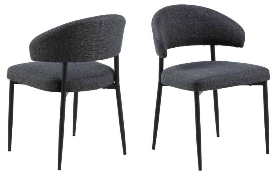 ACT NORDIC Edina Esszimmerstuhl - dunkelgrauer Stoff und schwarzer Stahl