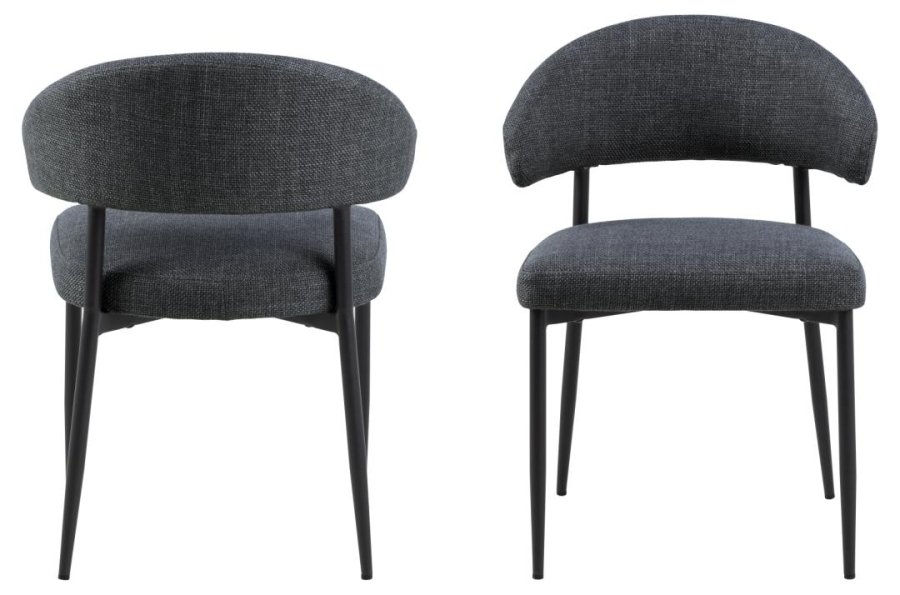 ACT NORDIC Edina Esszimmerstuhl - dunkelgrauer Stoff und schwarzer Stahl