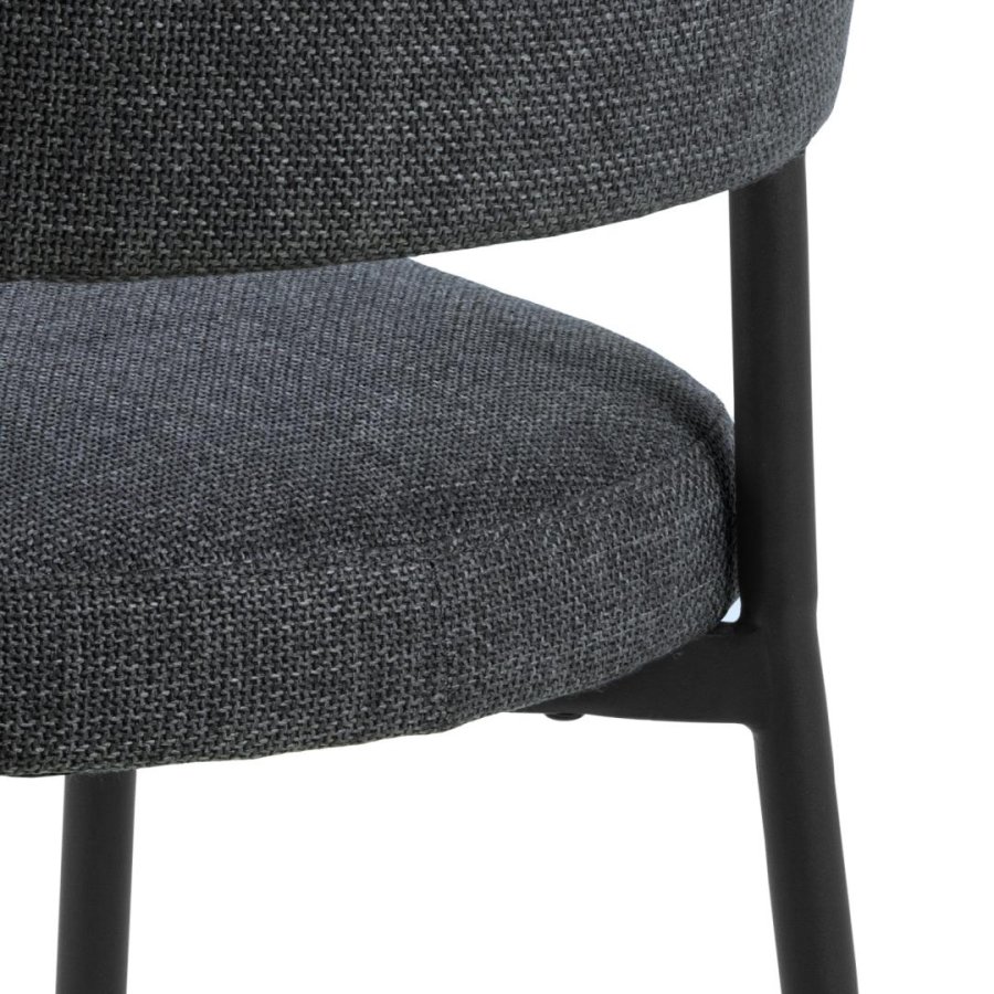 ACT NORDIC Edina Esszimmerstuhl - dunkelgrauer Stoff und schwarzer Stahl