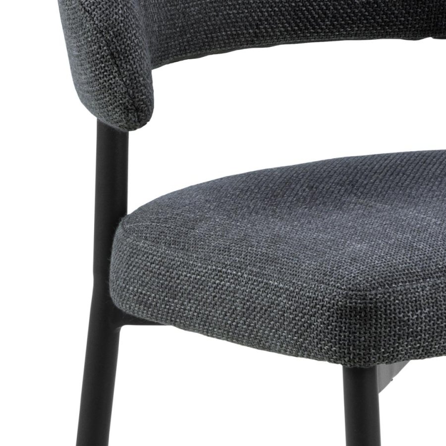 ACT NORDIC Edina Esszimmerstuhl - dunkelgrauer Stoff und schwarzer Stahl