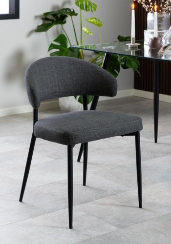 ACT NORDIC Edina Esszimmerstuhl - dunkelgrauer Stoff und schwarzer Stahl
