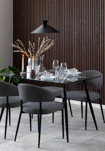 ACT NORDIC Edina Esszimmerstuhl - dunkelgrauer Stoff und schwarzer Stahl