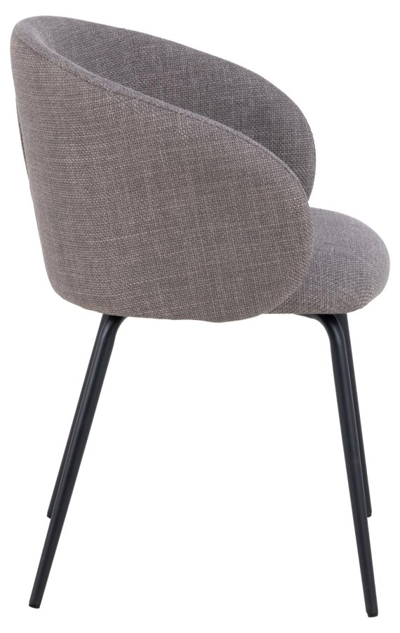 ACT NORDIC Eleanor Esszimmerstuhl, mit Armlehnen – hellgraubrauner Stoff und schwarzer Stahl