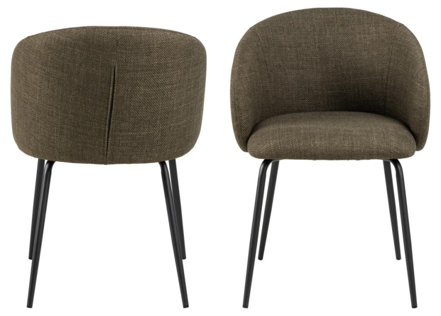 ACT NORDIC Eleanor Esszimmerstuhl, mit Armlehnen – grüner Stoff und schwarzer Stahl
