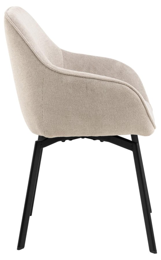 ACT NORDIC Clara spisestuestol, med armlener og svingbar retur - beige stoff og svart stl