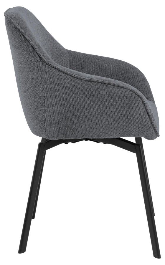 ACT NORDIC Clara spisestuestol, med armlener og retursving - antrasittgrtt stoff og svart stl