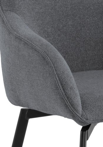 ACT NORDIC Clara spisestuestol, med armlener og retursving - antrasittgrtt stoff og svart stl