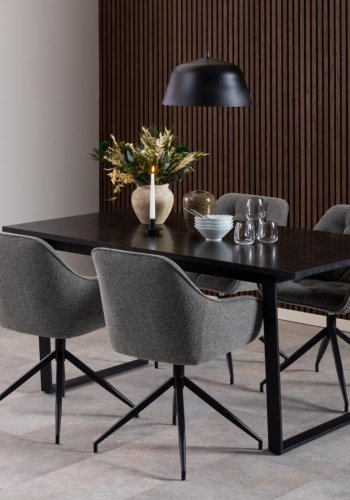 ACT NORDIC Brooke spisestuestol, med armlener, svingfunksjon, sm - antrasittgrtt stoff og svart stl