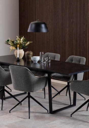 ACT NORDIC Brooke spisestuestol, med armlener, svingfunksjon, sm - antrasittgrtt stoff og svart stl