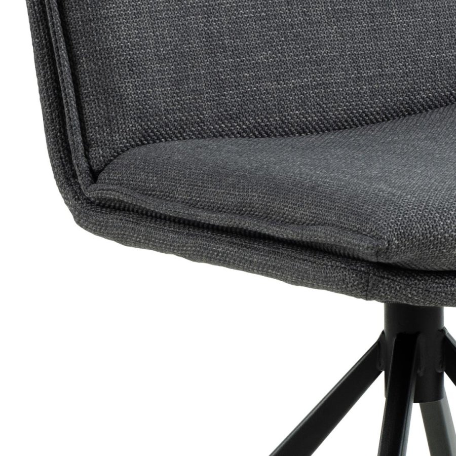 ACT NORDIC Flynn Esszimmerstuhl mit Drehfunktion - dunkelgrauer Stoff und schwarzer Stahl