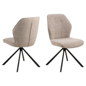 ACT NORDIC Aura spisebordsstol, m. drejefunktion - beige stof og sort stl