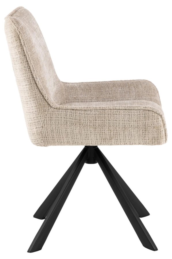 ACT NORDIC Eddie Esszimmerstuhl, mit Drehfunktion – beiger Stoff und schwarzer Stahl